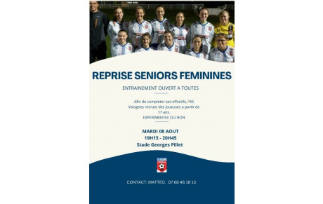 LES SENIORS FEMININES DE L'ASV RECRUTENT 